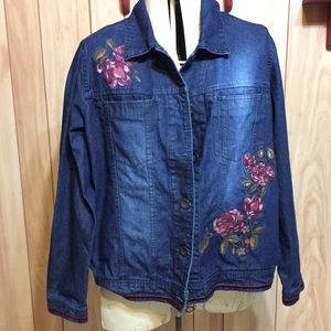 Xl denim jacket with floral appliqué